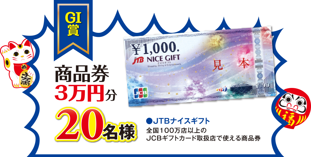 G1賞商品券3万円分　20名様